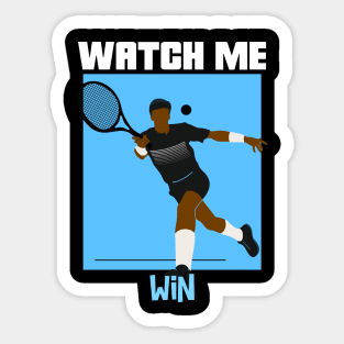 Watch Me Win Brown Skin Black Boy Joy Man Male Tennis Player Coach Athlete Sports Afro Kwanzaa Gift Design Sticker